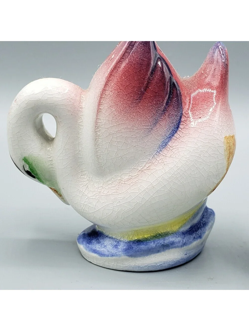 Vintage Japan Swan Salt and Pepper Shakers Ceramic Pink Blue White Birds